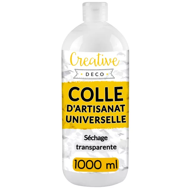 Creative Deco Colle Liquide PVA Blanche | 1L | Universelle Vinylique Non-Toxique