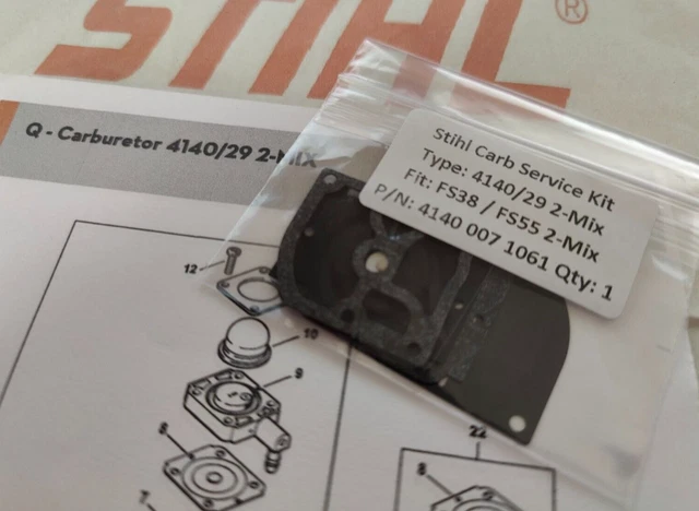 STIHL FS55 2-MIX Brushcutter Carb Service Kit. Carburetor Model 4140/29 ...