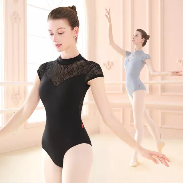 Kepblom Adult Ballet Dance Leotard Turtleneck Long Sleeve Spandex