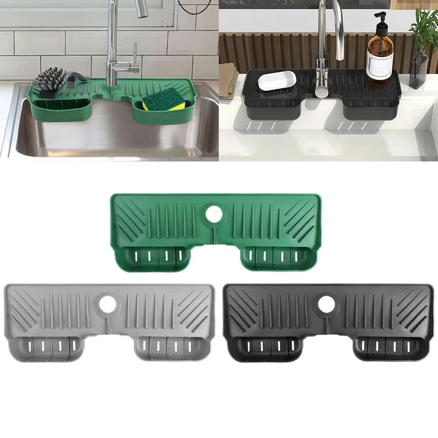 Tapis De Robinet Anti-éclaboussures En Silicone Pour évier - Grand Format, Drainage Auto, Pliable (DAWRIS)