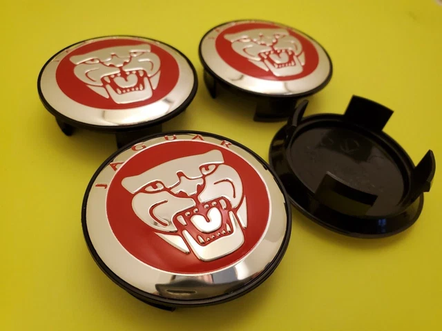 Set Of 4 Fit Jaguar Red Wheel Hub Caps Cover Emblem Caps 58Mm Us