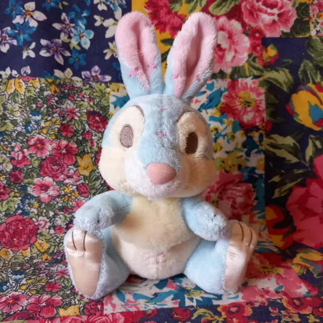 Disney Store 6" Blue Infant Baby Thumper Bunny Soft Toy Plush Bambi Rabbit Rare