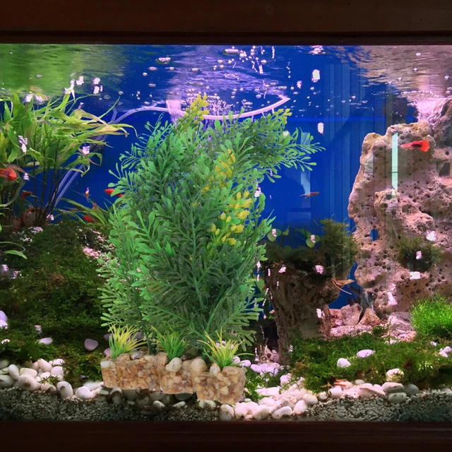 Acuario paisaje hierba plástico planta decoración césped artificial acuario
