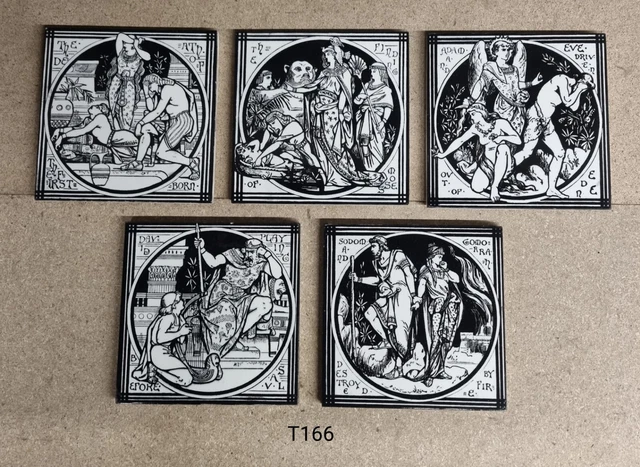 5 x antique minton tiles from biblical series