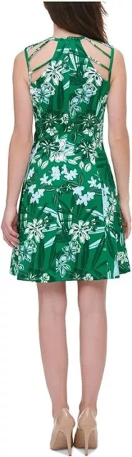 GUESS Dress Size 8 Green Floral Strappy Fit & Flare A-Line Short NWOT 2
