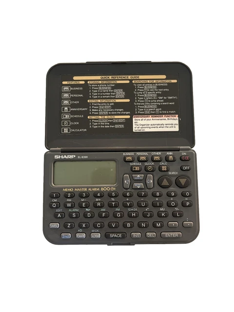 Vintage Sharp EL-6390 Handheld 3-Line Display Portable Electronic Organizer PDA