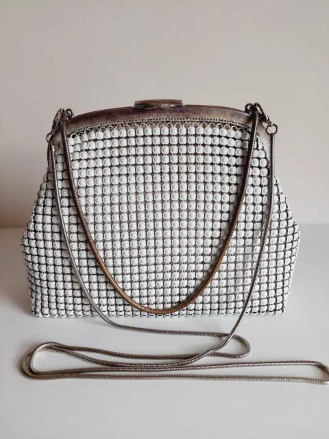 Vintage Oroton white metal mesh handbag with double strap