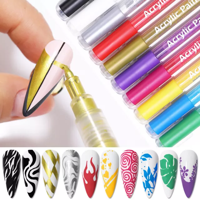 Arte en uñas Graffiti Pluma UV Gel Esmalte Impermeable Dibujo Pintura Pintura Pintura Pincel Hágalo usted mismo