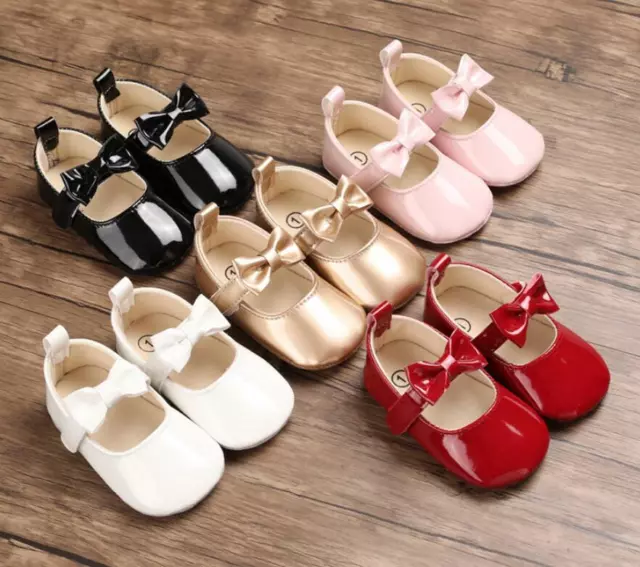 Infant Kid Patent Leather Mary Janes Princess Shoes Newborn Baby Girl Crib Shoes