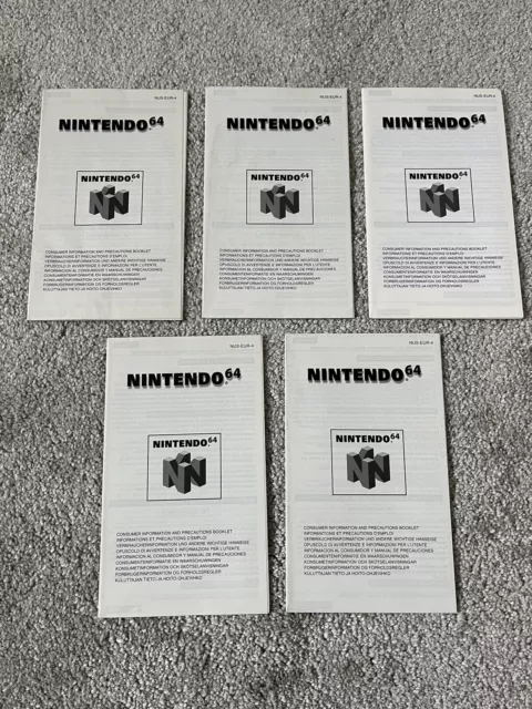5 X Nintendo N64 Consumer Information and Precautions Leaflet Booklet NUS-EUR-4