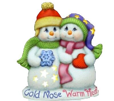 Pareja muñeco de nieve nariz fría corazones cálidos 6,5" bisque de cerámica, listo para pintar
