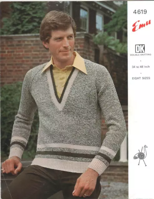 VINTAGE EMU KNITTING Pattern No 4619 Sweater in DK Size 34 - 48 in £1. ...
