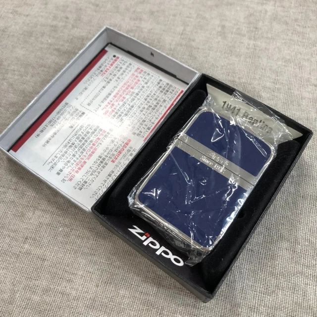 Zippo Oil Lighter 1941 Reprint Replica Silver/Blue Double Sided Printing