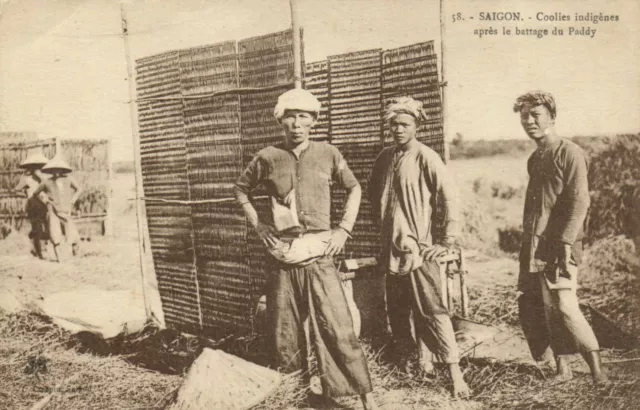 PC CPA VIETNAM, INDOCHINA, SAIGON, COOLIES INDIGÉNES, (b20612)
