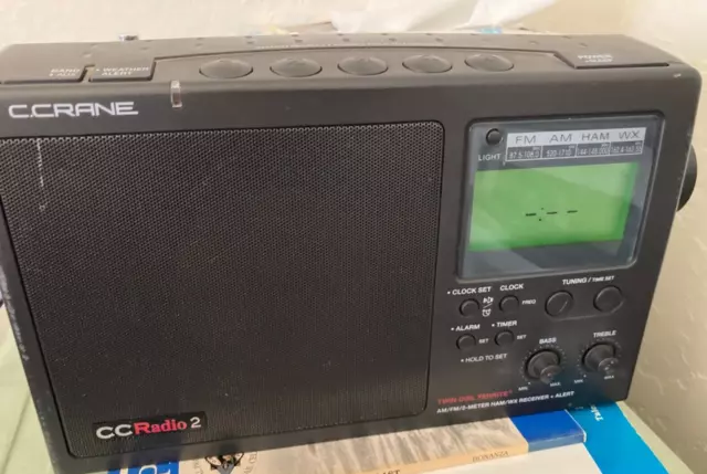 C. Crane~CC Radio 2~Black TWIN COIL~ AM/FM + HAM+ WX Receiver~Radio~WORKS GREAT C. Crane~CC Radio 2~Black TWIN COIL~ AM/FM + HAM+ WX Receiver~Radio~WORKS GREAT