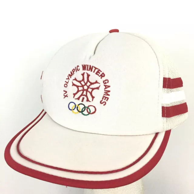 Vtg XV Olympic Winter Games 3 Stripe Cap 1988 Calgary Logo Snapback Baseball Hat