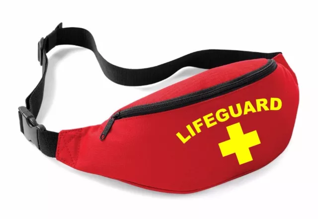 LIFEGUARD Belt Bag - Red Funny Printed Fancy Dress Beach Costume Bum Outfit