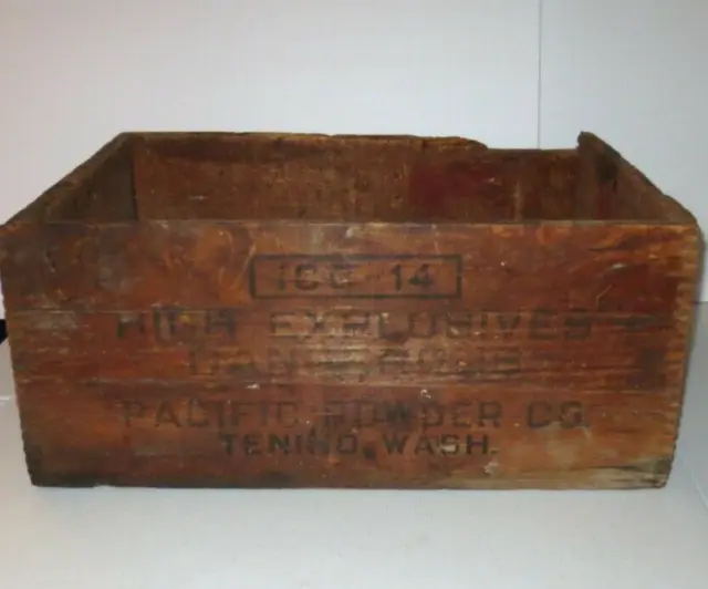 Antique Pacific Powder Co. Icc-14 Tenino, Wash. High Explosives Wood Crate