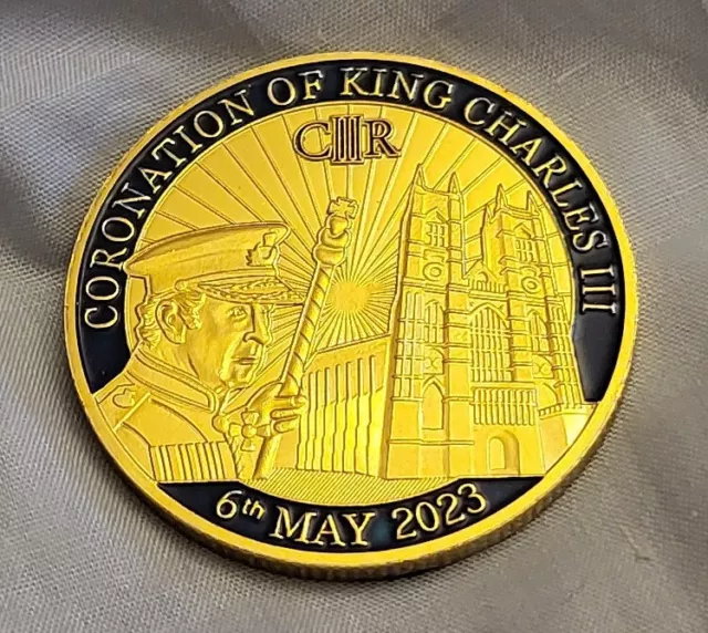 King Charles III Coronation Gold Coin Westminster Abbey Coronet Queen Camilla UK 3