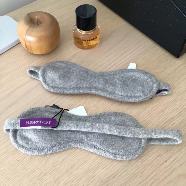100% Pure Cashmere Eye Mask by Plum & Ivory / Grey / Ex-Display / RRP $67