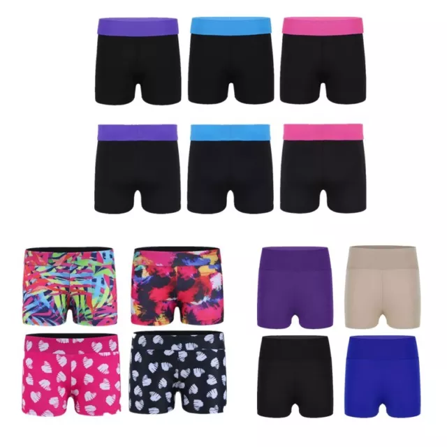 Kids Girls Printed Dance Gymnastics Shorts Sports Workout Bottoms Active Wear