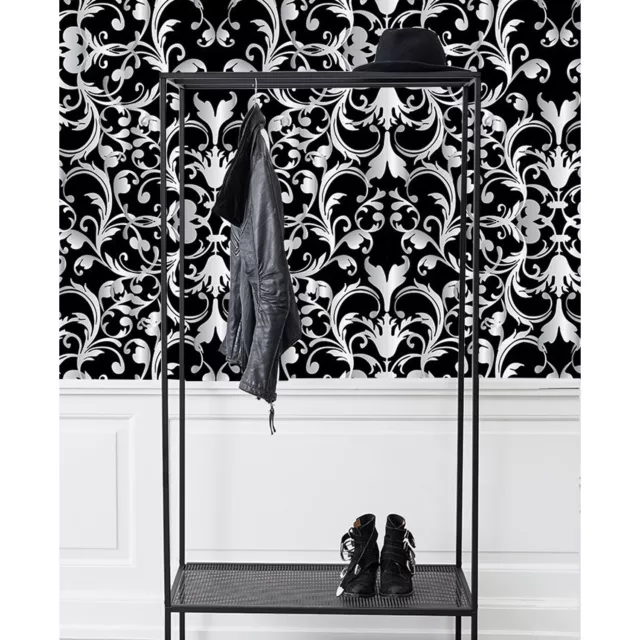 Vintage 3d flowers Non-woven wallpaper black and white wall mural photo