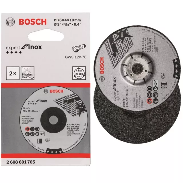 Bosch Disco de Desbaste Expert para Inox A 30Q Bf 76x4x10mm 2608601705 2er Pack