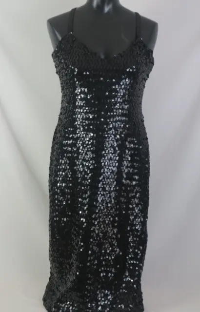Joy Stevens Dress Woman size 6 Sequence Party Black Vintage Lined Clubbing Sexy