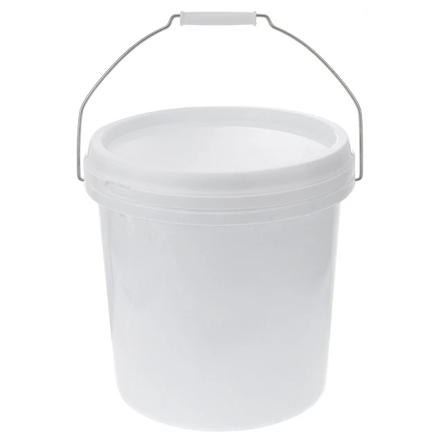 WHITE PLASTIC BARREL Food Storage Buckets Lids Airtight Pail £17.83