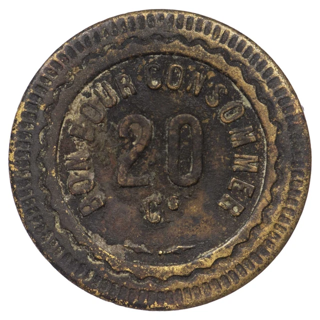 Francia Gettone commerciale Militare 20 centimes Artiglieria Canon Mobile Ottone