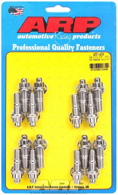 Arp Header Stud 1.670 In 12 Point Nuts Polished Ford 16 Pc P/N 400-1404