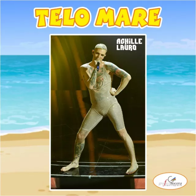 Asciugamano Telo Mare in spugna Achille Lauro cantante idolo regalo estate