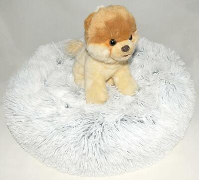 PAWSH ~ Shag Donut Cuddler Cat Dog Bed FROST White 20" FAUX FUR Luxury *NEW TAGS