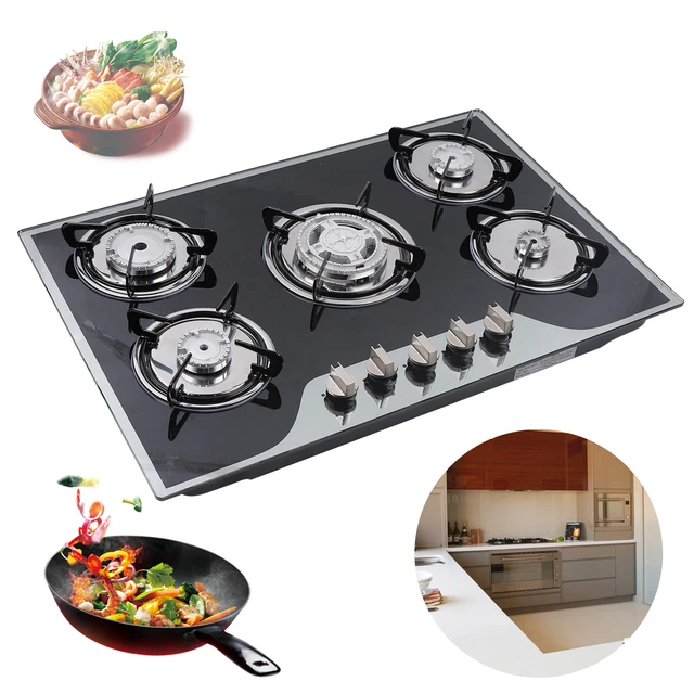 BUILTIN GAS COOKTOP 5 Burners Gas Stove Countertop LPG/NG Gas Hob