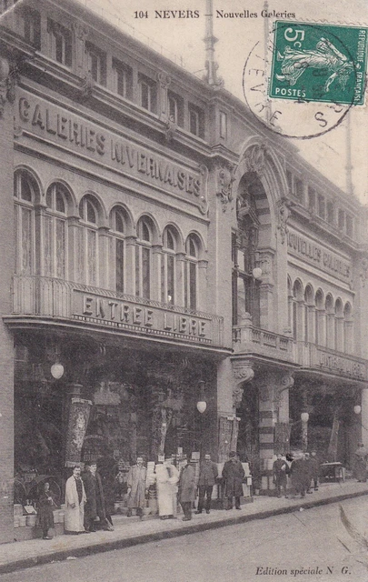Carte postale ancienne postcard NEVERS nouvelles galeries timbrée 1910
