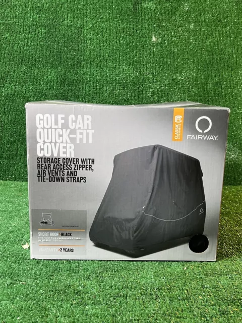 fairway golf car quick fit cover short roof black 2 person