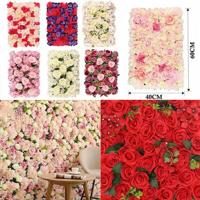 Artificial Rose Flower Wall Hydrangea Panel Bouquet Wedding Party Home Decor NEW
