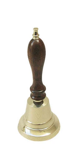 Handglocke, Messing mit Holzgriff, H: 18cm, Ø: 7,5cm