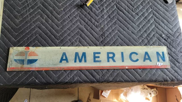 Original 1950's 1960's  1970's Amoco American Glass Gas Pump   22.5" X 3.5" Sign