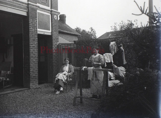 Family Home c1930 Photo NEGATIVE Stereo Glass Plate Vintage V33L24n