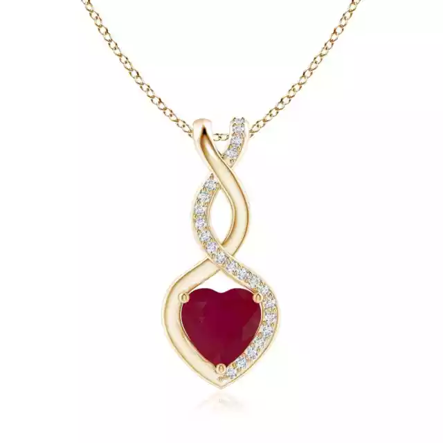 ANGARA NATURAL RUBY & Diamond Infinity Heart Pendant Necklace in 14K ...