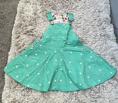 Mini Boden Girls Bright Green Corduroy Pinafore Dress Age 2-3Yrs
