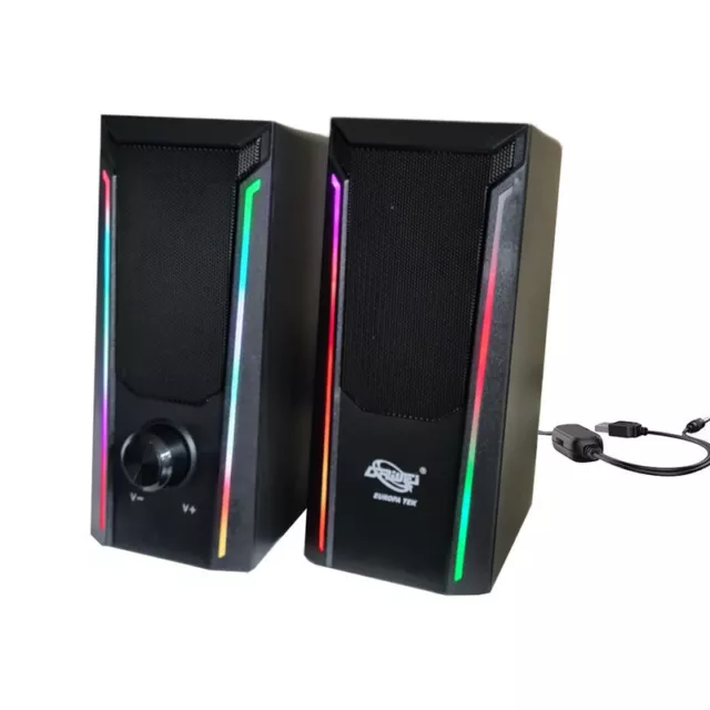 Casse Pc 2.0 Speaker Gaming Computer 5W Luce Diffusore Led Multicolor Nero 0703