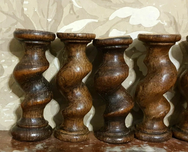 8 Barley twist turned spindle Column Antique french oak architectural salvage 4" 4