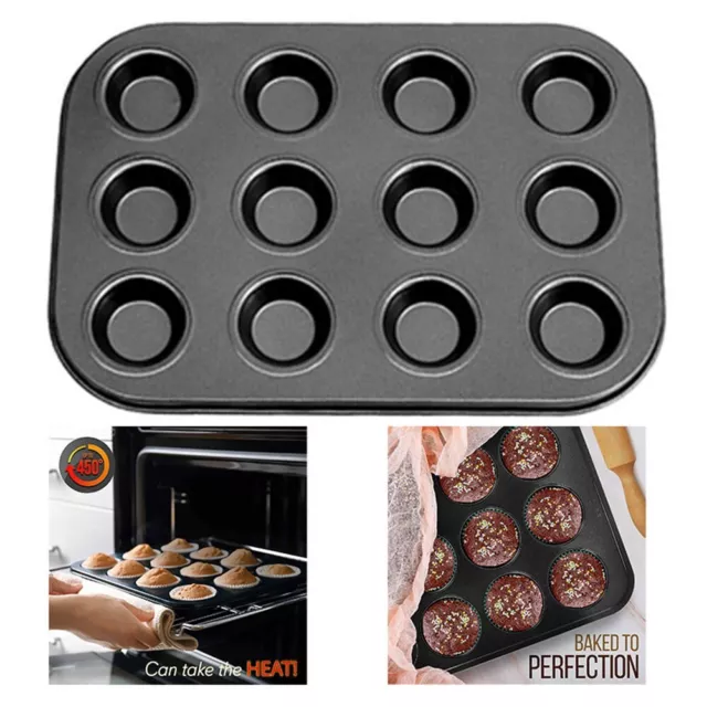 Convenient 6/12/24 Holes Tart Tin Baking Tray Nonstick Carbon Steel Bakeware