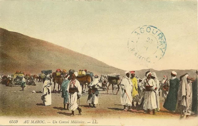 Postcard Africa Morocco A Military Convoy