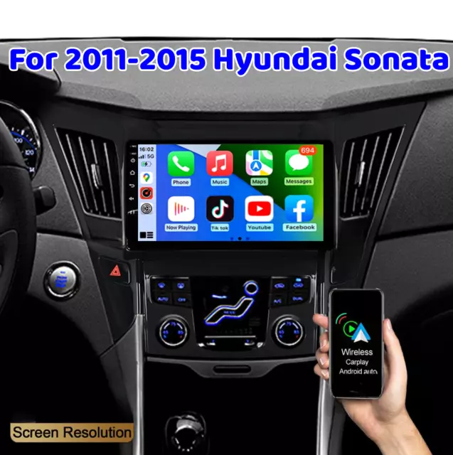 For 2011-2015 Hyundai Sonata Car Stereo Radio Apple Carplay Android 12 Gps Navi
