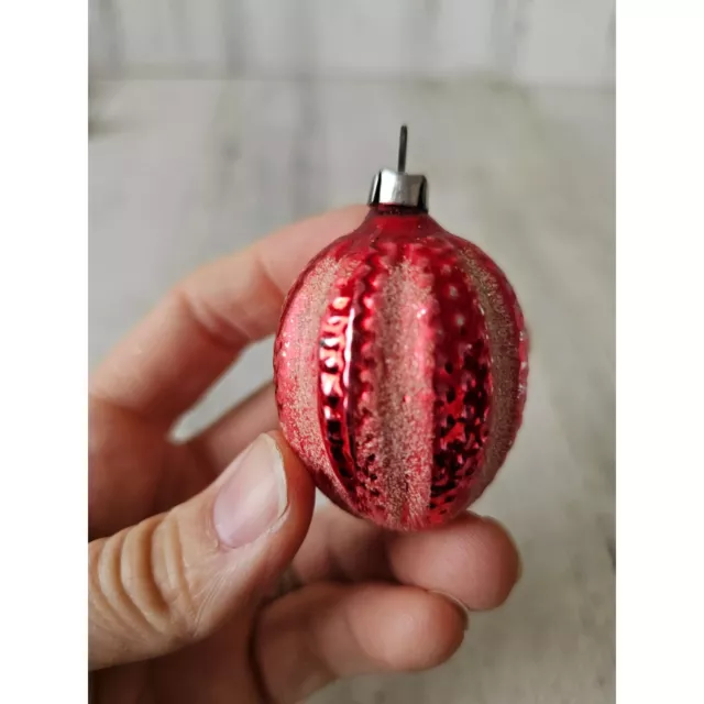 Vintage glitter red mercury mini teardrop acorn ornament Xmas tree