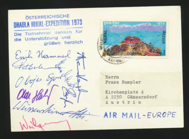 Österreichische Dhaula Himal Expedition 1973 +  Unterschriften der Teilnehmer