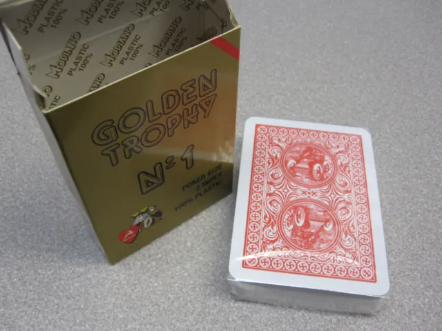 Modiano Plastic Playing Card Deck, GOLDEN TROPHY RED, Made in Italy, New